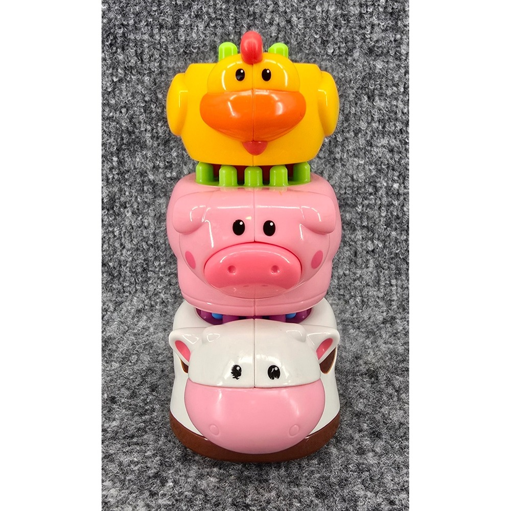 Fisher Price Shake and Stack Figures Lot of 3 Multicolor Farm Animals Vtg Y2K